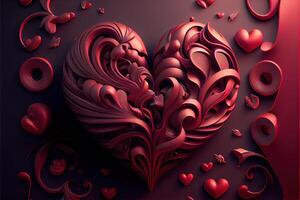 illustration of Valentine day background, love, romantic concept, heart shape. Neural network generated art. Digitally generated image. Not based on any actual scene or pattern. photo