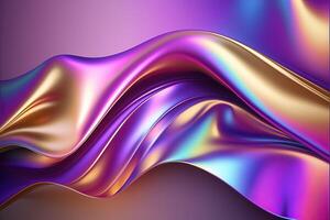 illustration of holographic liquid background. Holographic iridescent backdrop. Pearlescent gradient and foil effect for design prints. Rainbow metal photo