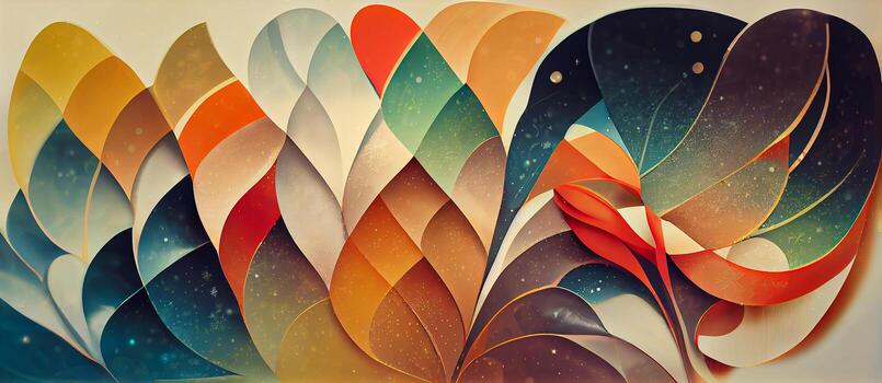 illustration of abstract flat colorful stripes geometric background, surreal waves and curve flowing as wallpaper background illustration photo