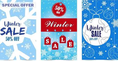 Set of Winter Sale Vector and Illustration.