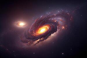 illustration of Milky Way Galaxy colliding with Andromeda Galaxy, universal and outer space photo