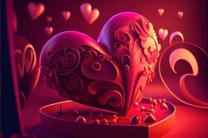 illustration of Valentine day background, love, romantic concept, heart shape. Neural network generated art. Digitally generated image. Not based on any actual scene or pattern. photo