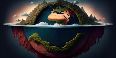 illustration of a secrets of flat earth, with continents photo