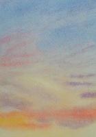 Abstract sunset clouds sky watercolor background. Hand drawn painting art. photo