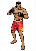 mma fighter pose vector