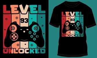 jugador o juego de azar nivel 93 desbloqueado camiseta diseño vector
