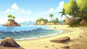 beach cartoon background wallpaper, generat ai photo