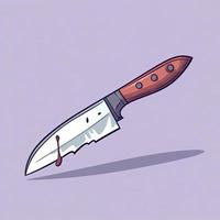 Floating knife cartoon icon illustration. food object icon concept isolated, generat ai photo