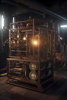 hyperrealistic photo of steampunk crypto mining server, ultra details, dramatic lighting, octane render, ultra quality, 16k, generat ai