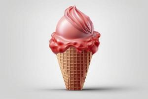 realista icono de helado en blanco fondo, limpio, isométrica, c4d, 3d, generar ai foto