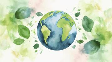 Free watercolor earth day background, generat ai photo