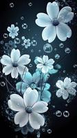 beautiful white flowers with blue background, Generate Ai photo