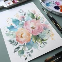 simple watercolor painting, pretty, calm, beautiful colors, Generate Ai photo