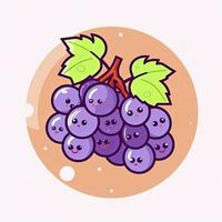 Grape fruit cartoon illustration. flat cartoon style, generat ai photo