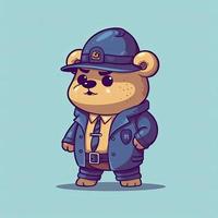 Cute detective bear, cartoon character, generat ai photo