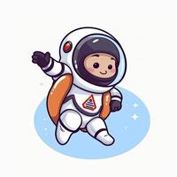 Cute astronaut super flying cartoon icon illustration, generat ai photo