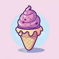 hielo crema cono dibujos animados icono ilustración. dulce comida icono concepto aislado . plano dibujos animados estilo, generar ai foto