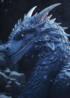 a white dragon walking in the snow, in the style of otherworldly illustrations, gigantic scale, eerily realistic, anime-inspired characters, weathercore, enigmatic portraits, spiky mounds, generat ai photo