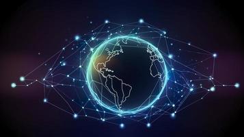 Free digital global connection network technology background, generat ai photo