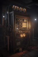 hyperrealistic photo of steampunk crypto mining server, ultra details, dramatic lighting, octane render, ultra quality, 16k, generat ai