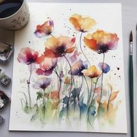 simple watercolor painting, pretty, calm, beautiful colors, Generate Ai photo