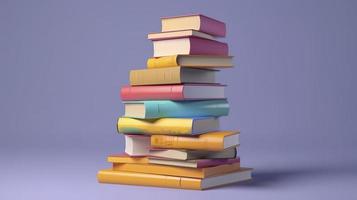 Pile of books 3d render isolated on background, generat ai photo