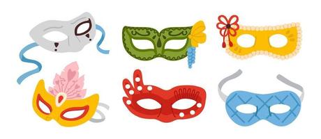 collection of colorful masks for Mardi Gras vector