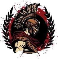 Spartan in red splash and leaves vector