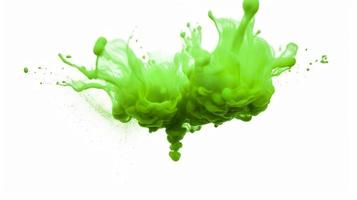 Green water color drop splash diffuse on white background, generat ai photo