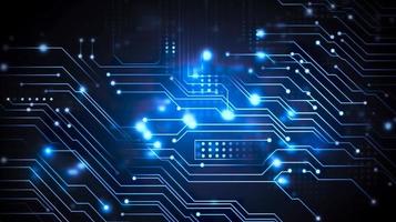 Circuit technology background with hi-tech digital data connection system and computer electronic design, generat ai photo