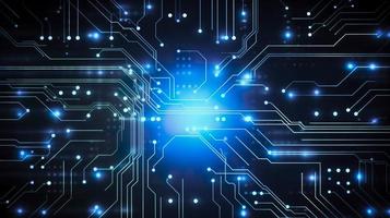 Circuit technology background with hi-tech digital data connection system and computer electronic design, generat ai photo