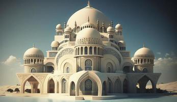 illustration of amazing architecture design of muslim mosque ramadan kareem, islamic architecture background ramadan kareem, Islamic Mosque, Ramdan, ramzan, eid, culture, arab, Generate Ai photo