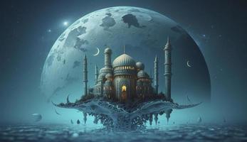 3d illustration of amazing architecture design of muslim mosque ramadan concept, illustration of amazing architecture design of muslim mosque ramadan concept, Generate Ai photo