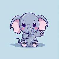 Cute elephant sitting and waving hand cartoon vector icon illustration, generat ai photo