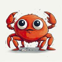 drawn cartoon cute funny crab white background, high quality, minimalism, generat ai photo