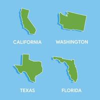 vector unido estados contorno mapa vector ilustración Texas mapa California mapa Washington mapa