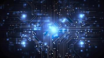 Circuit technology background with hi-tech digital data connection system and computer electronic design, generat ai photo