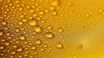 Close-up yellow texture with water drops, generat ai photo