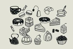 Tea and cake vector clipart collection