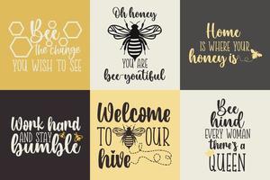 Bumble bee typography collection for bee lovers vector