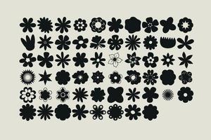 Simple floral clipart set including various flower illustrations vector