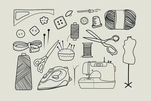 Detailed line art sewing clipart vector