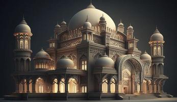 illustration of amazing architecture design of muslim mosque ramadan kareem, islamic architecture background ramadan kareem, Islamic Mosque, Ramdan, ramzan, eid, culture, arab, Generate Ai photo