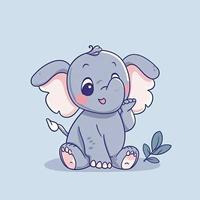 Cute elephant sitting and waving hand cartoon vector icon illustration, generat ai photo