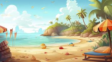 beach cartoon background wallpaper, generat ai photo