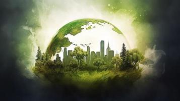 Photo illustration of environmentally friendly and ecology concept, generat ai