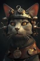 Steampunk gato, octano prestar, hiper realista, generar ai foto