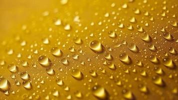 Close-up yellow texture with water drops, generat ai photo