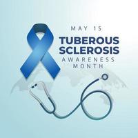 tuberous sclerosis awareness month design for celebration. blue ribbon of tuberous sclerosis awareness month. blue ribbon design illustration. vector