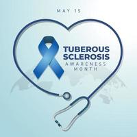 tuberous sclerosis awareness month design for celebration. blue ribbon of tuberous sclerosis awareness month. blue ribbon design illustration. vector